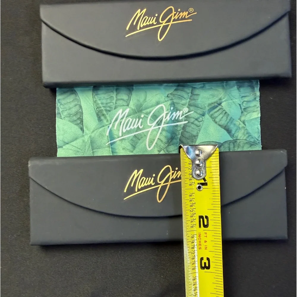 Maui Jim Sunglasses Case Set 2 Black Folding Hard Case Tropical Cleaning Cloth